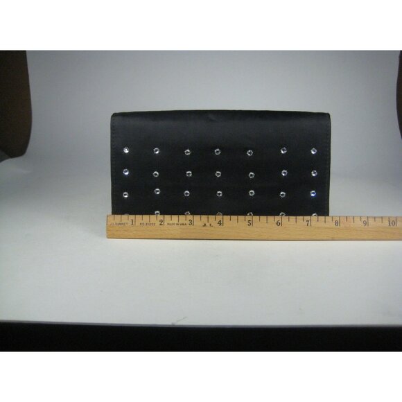 Britemode Black Clutch Rhinestones Snap Closure Purse Bag Front Flap Vintage - Picture 2 of 16